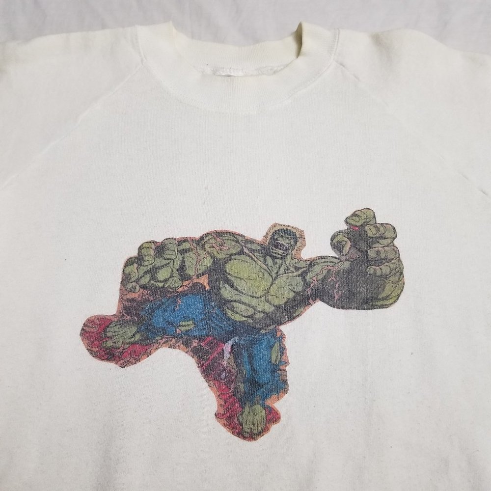 Vintage 90s Marvel The Incredible Hulk Sweatshirt Crewneck White Comics Size XL